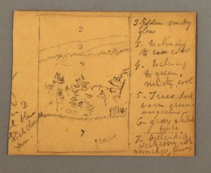 Desenho, prado, notas, possivelmente 1856 de Frederic Edwin Church