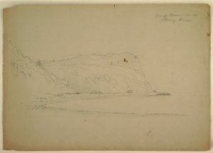 Desenho, "Caverna do Macaco", 1851 de Frederic Edwin Church