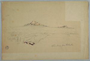 Desenho, Monte Chimborazo, vista de Riobamba, Equador, julho de 1857 de Frederic Edwin Church