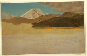 Desenho, Monte Chimborazo e Guaranda, Equador, maio ou junho de 1857 de Frederic Edwin Church