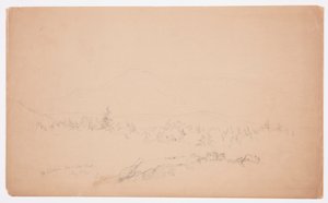 Desenho, "Mount Katahdin from the West" [Olhando para oeste em direção ao Monte Katahdin], agosto de 1852 de Frederic Edwin Church