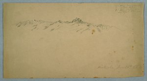 Desenho, Monte Pichincha a partir de Chillo, Equador, 26 de junho de 1857 de Frederic Edwin Church