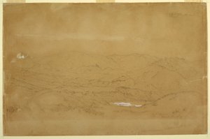 Desenho, Paisagem de montanha perto de Guanojo e Guaranda, Equador, 10 de junho de 1857 de Frederic Edwin Church