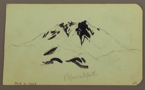 Desenho, Paisagem de montanha, Taluca, Figura; Verso: Popocatapetl, 1883 de Frederic Edwin Church
