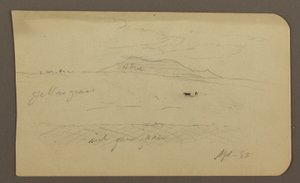 Desenho, Paisagem de montanha; Verso: Igreja com cúpula, abril de 1885 de Frederic Edwin Church