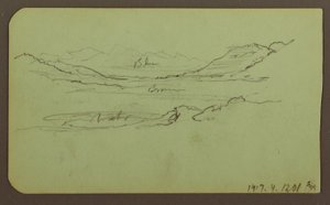 Desenho, Paisagem de montanha; Verso: Paisagem, 1883 de Frederic Edwin Church