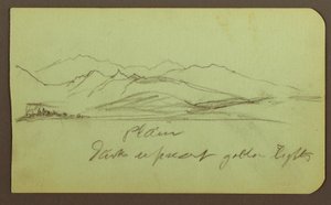 Desenho, Paisagem de montanha; Verso: Paisagem de montanha, Figura, 1883 de Frederic Edwin Church