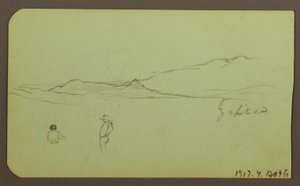 Desenho, Paisagem de montanha; Verso: Paisagem de montanha, Figura, 1883 de Frederic Edwin Church