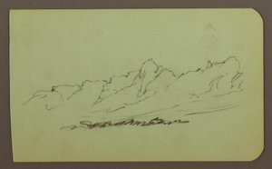 Desenho, Paisagem de montanha; Verso: Cordilheira, Figura, 1883 de Frederic Edwin Church