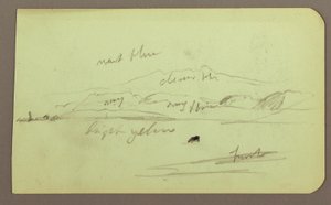 Desenho, Paisagem de montanha; Verso: Figura sentada, montanha, 1883 de Frederic Edwin Church