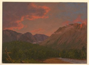 Desenho, Paisagem de montanha ao pôr do sol, 1865 de Frederic Edwin Church