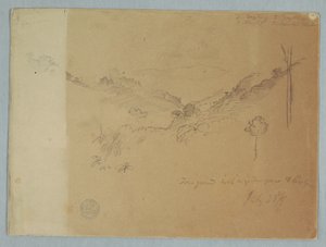 Desenho, Paisagem de montanha perto de Jorje, Equador, 23 de julho de 1857 de Frederic Edwin Church