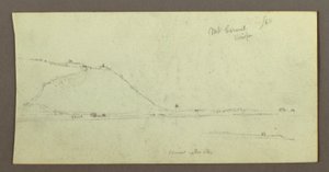 Desenho, Montanha com vista para a água, possivelmente em fevereiro de 1868 de Frederic Edwin Church