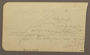 Desenho, Pico da Montanha; Verso: Cordilheira Rugosa, 1 de maio de 1885 de Frederic Edwin Church