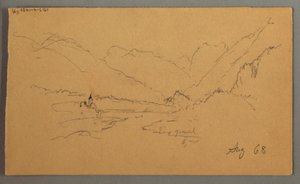 Desenho, Picos de Montanha, 1868 de Frederic Edwin Church