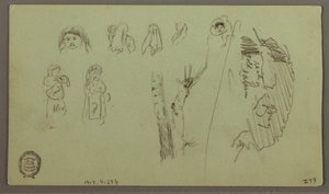Desenho, Cordilheira, Estudos de figuras, possivelmente em maio de 1868 de Frederic Edwin Church