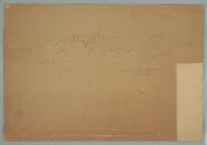 Desenho, Cordilheiras com picos escarpados, perto de Machachi, Equador, 19 de junho de 1857 de Frederic Edwin Church