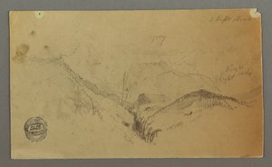 Desenho, Estudo da montanha, possivelmente 1868 de Frederic Edwin Church
