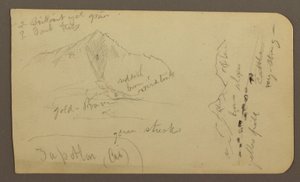 Desenho, Montanha, Zapotlan; Verso: Encosta arborizada, Lago Cuitzeo, janeiro de 1885 de Frederic Edwin Church