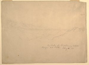 Desenho, Paisagem montanhosa entre Popayan e Pasto, Colômbia, 13 de agosto de 1853 de Frederic Edwin Church