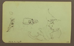 Desenho, Montanhas, Igreja; Verso: Figuras, Igreja, 1883 de Frederic Edwin Church