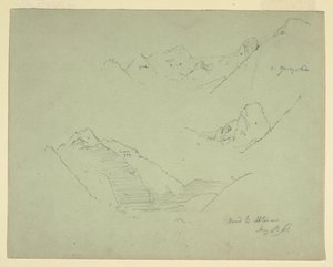 Desenho, Montanhas perto de Abtenau, Salzkammergut, 5 de agosto de 1868 de Frederic Edwin Church