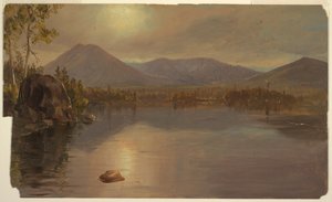 Desenho, montes Katahdin e Turner do lago Katahdin, Maine, 1855-60 de Frederic Edwin Church