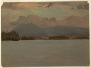 Desenho, Monte Katahdin a partir do Lago Katahdin, 1855-65 de Frederic Edwin Church