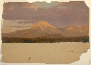 Desenho, Monte Katahdin a partir do Lago Katahdin, 1878 de Frederic Edwin Church