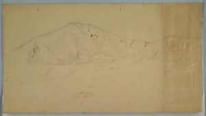 Desenho, Monte Katahdin a partir de sudeste; verso: Monte Katadhin, 1876-78 de Frederic Edwin Church