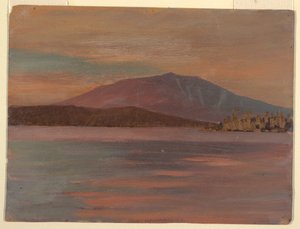 Desenho, Monte Katahdin a partir de Togue Pond, 1877 de Frederic Edwin Church