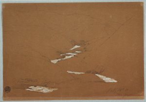 Desenho, vale de montanha estreito com riacho em cascata perto de Ysapan, Equador, 12 de julho de 1857 de Frederic Edwin Church