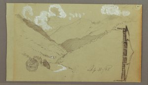 Desenho, Vale Estreito, Edifício, 11 de setembro de 1803 de Frederic Edwin Church