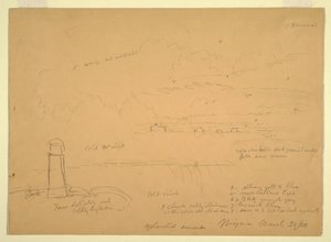 Desenho, Cataratas do Niágara, Terrapin Point, 20 de março de 1856 de Frederic Edwin Church
