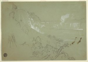 Desenho, Cataratas do Niágara a partir da base de Prospect Point, 1856 ou 1858 de Frederic Edwin Church