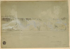 Desenho, Cataratas do Niágara na neve, a partir do noroeste, 20 de março de 1856 de Frederic Edwin Church