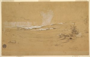 Desenho, Niagara: As Cataratas do Canadá e a Ilha das Cabras, outubro de 1856 de Frederic Edwin Church
