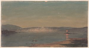 Desenho, Vista nocturna de um porto marítimo, provavelmente 1868-69 de Frederic Edwin Church