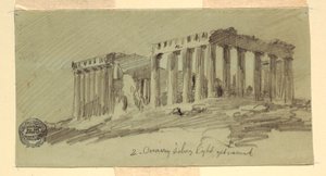 Desenho, Partenon, Atenas a partir do sudeste, abril de 1869 de Frederic Edwin Church