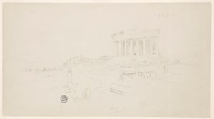 Desenho, Partenon e Erectheion, Atenas, abril de 1869 de Frederic Edwin Church