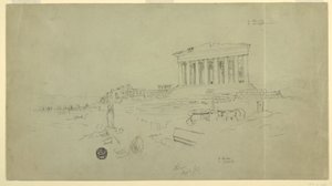 Desenho, Partenon e Erectheion, Atenas, abril de 1869 de Frederic Edwin Church
