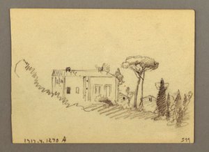 Desenho, Pilazzo sobre a água, possivelmente 1868-69 de Frederic Edwin Church