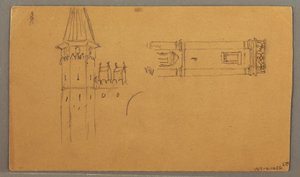 Desenho, Planícies, Estudos de Arquitetura, 4 de junho de 1868 de Frederic Edwin Church