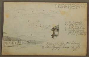 Desenho, Popayan, Colômbia; Verso: Paisagem de montanha, Colômbia, 9 de agosto de 1853 de Frederic Edwin Church