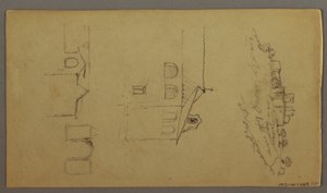 Desenho, Reto: Em branco; Verso: Fortree on Hilltop, Two c, Gateway, possivelmente 1868-69 de Frederic Edwin Church