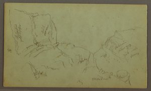 Desenho, Topos das Montanhas Rochosas, possivelmente 1868 de Frederic Edwin Church