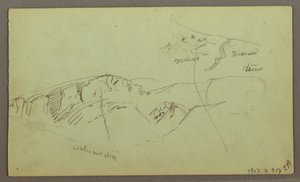 Desenho, Topos das Montanhas Rochosas, possivelmente 1868 de Frederic Edwin Church
