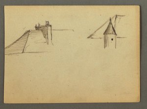 Desenho, Telhado com chaminé, torreão, possivelmente 1868 de Frederic Edwin Church