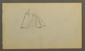 Desenho, Barco à vela a navegar nas ondas, possivelmente 1860 de Frederic Edwin Church