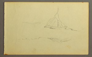 Desenho, Barco à vela visto de bombordo, 1845 de Frederic Edwin Church